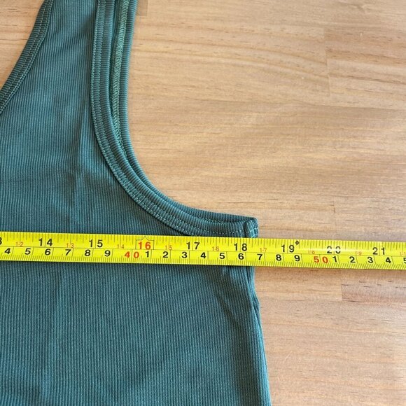 Marine Layer Luxe Rib Romper Small in Laurel Wreath Olive - Picture 7 of 8